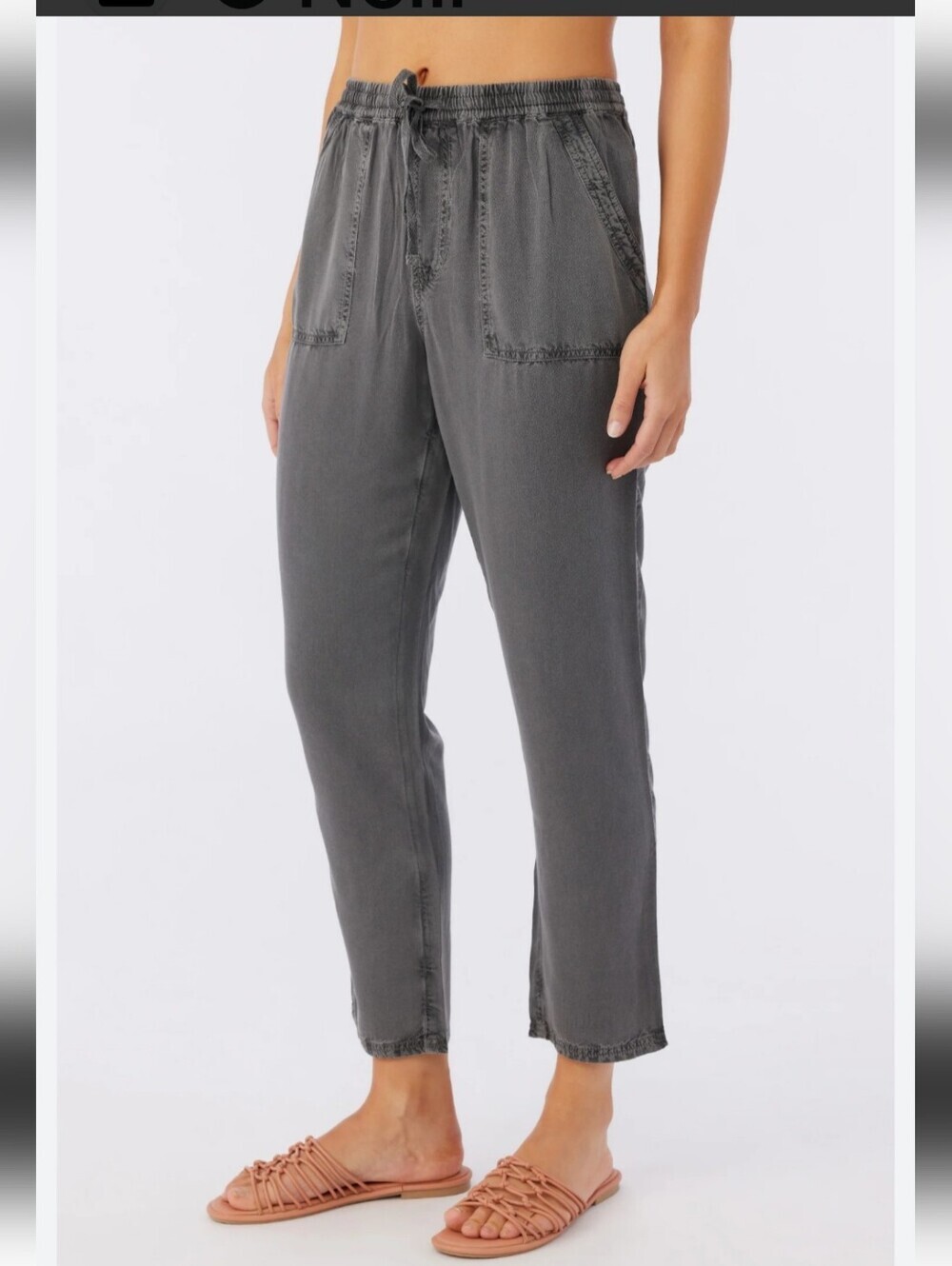 Washed Gray Women's Drawstring Jeans